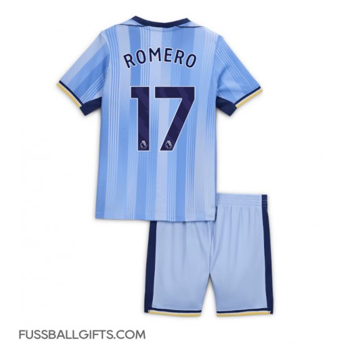 Tottenham Hotspur Cristian Romero #17 Fußballbekleidung Auswärtstrikot Kinder 2024-25 Kurzarm (+ kurze hosen)